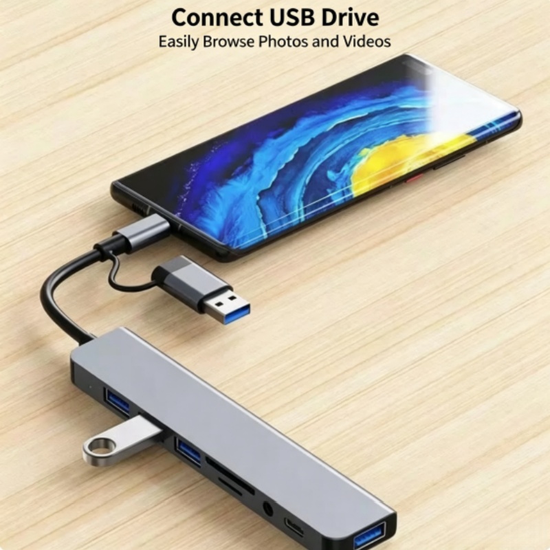 Dual-Head Type-C 8-in-1 Multi- - Laptop Accessories Hub ulasan dan harga