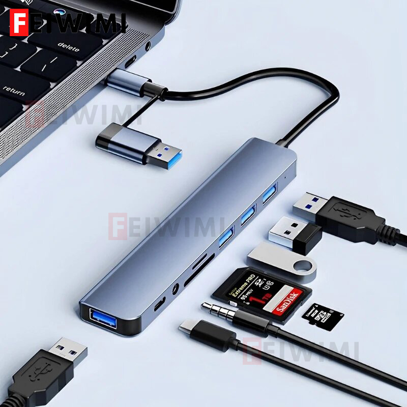 8 in 2 Port USB C Splitter USB - Laptop Accessories Hub ulasan dan harga
