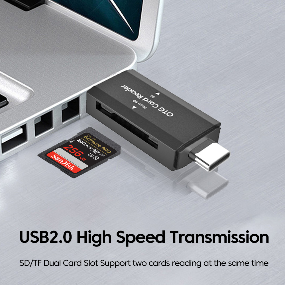 2 in 1 Type C SD TF Card Reade - Laptop Accessories And Gadgets ulasan dan harga