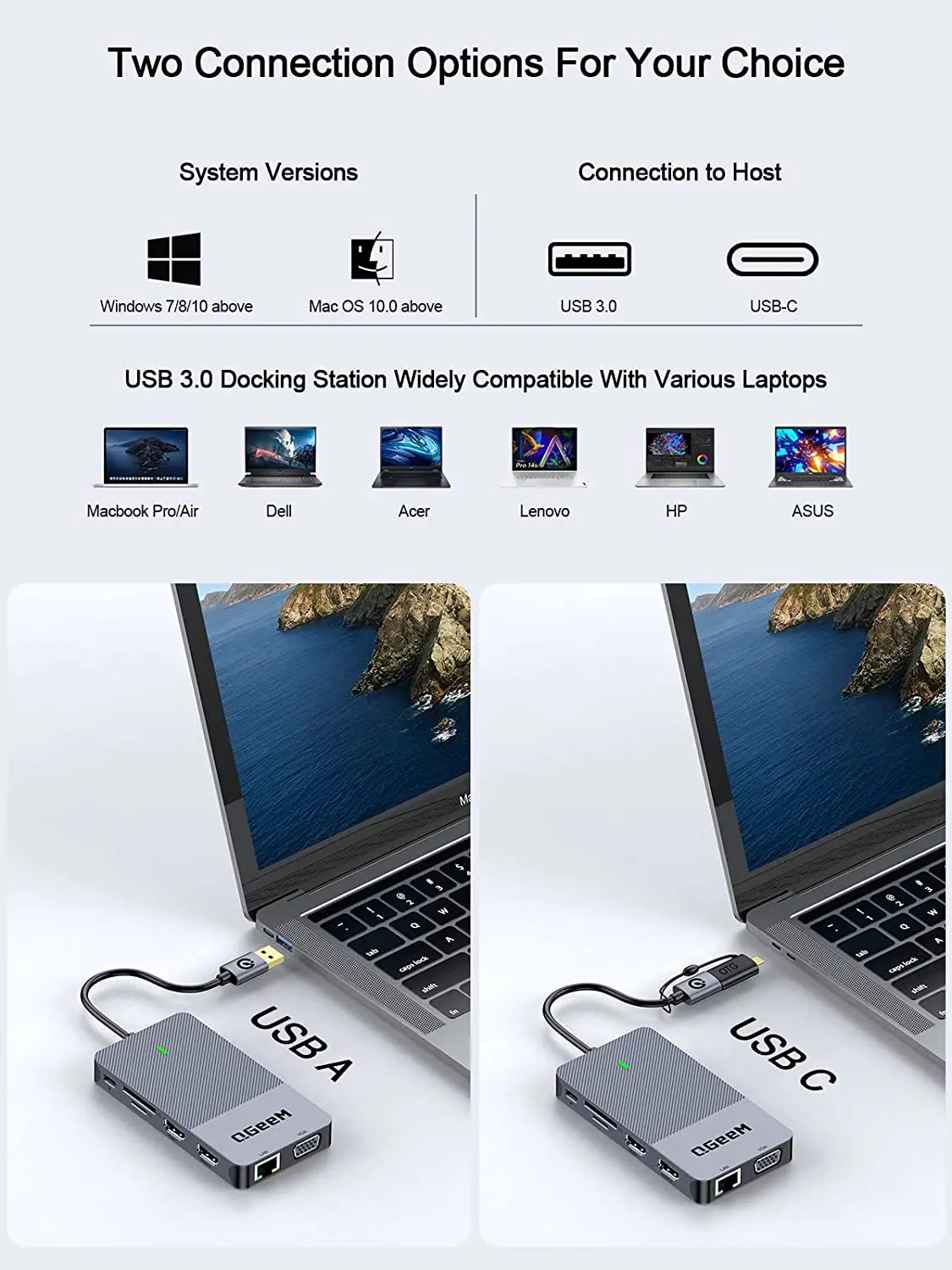QGeeM USB 3.0 Docking Station, - Laptop Accessories Hub ulasan dan harga