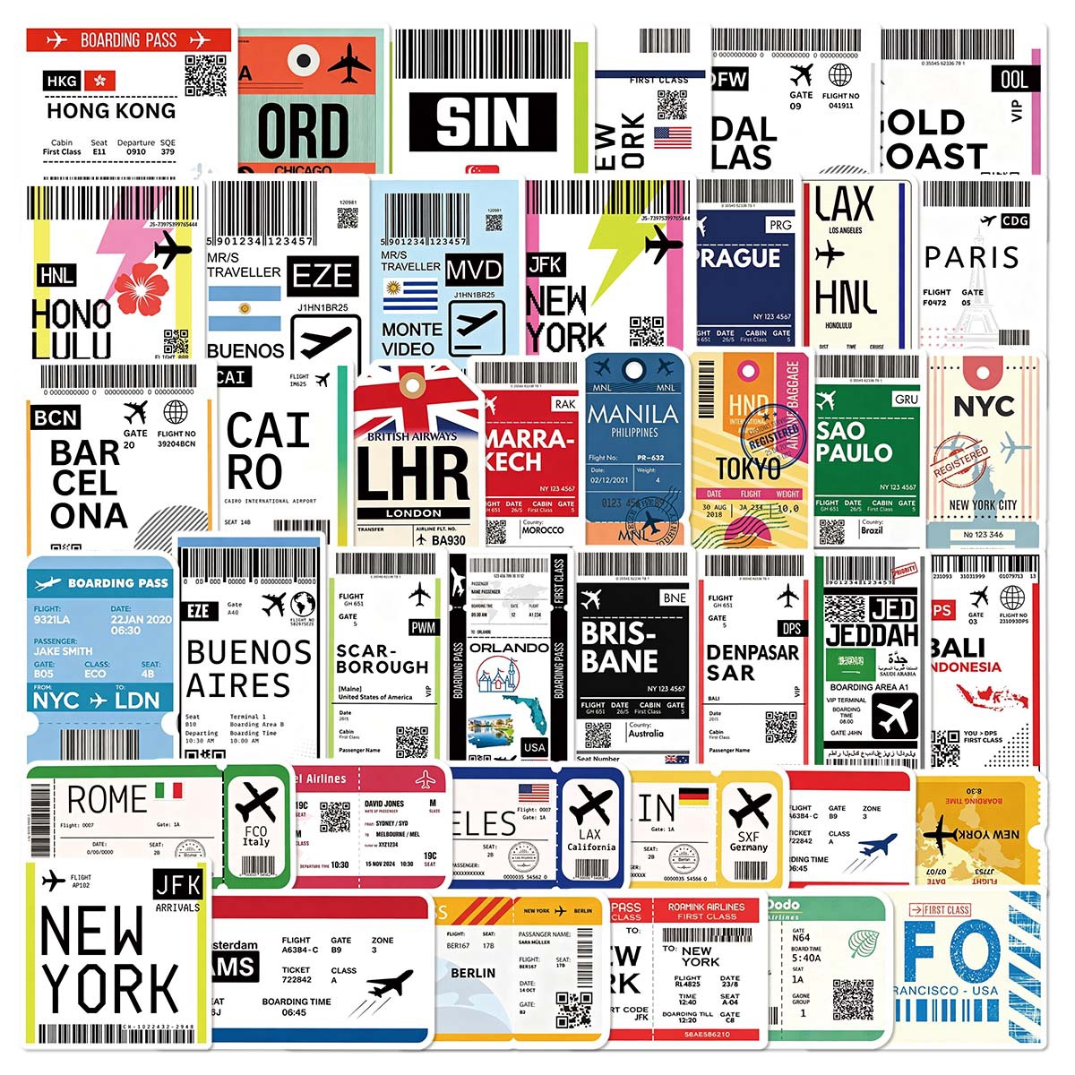 50Pcs Air Tickets Boarding Pas - Laptop Accessories Cool ulasan dan harga