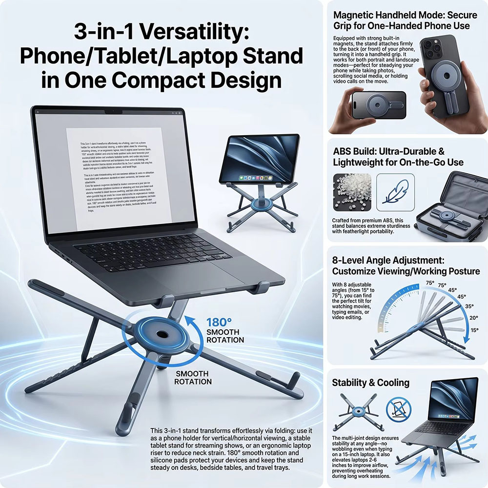 Portable Magnetic Phone Holder - Laptop Office Accessories ulasan dan harga