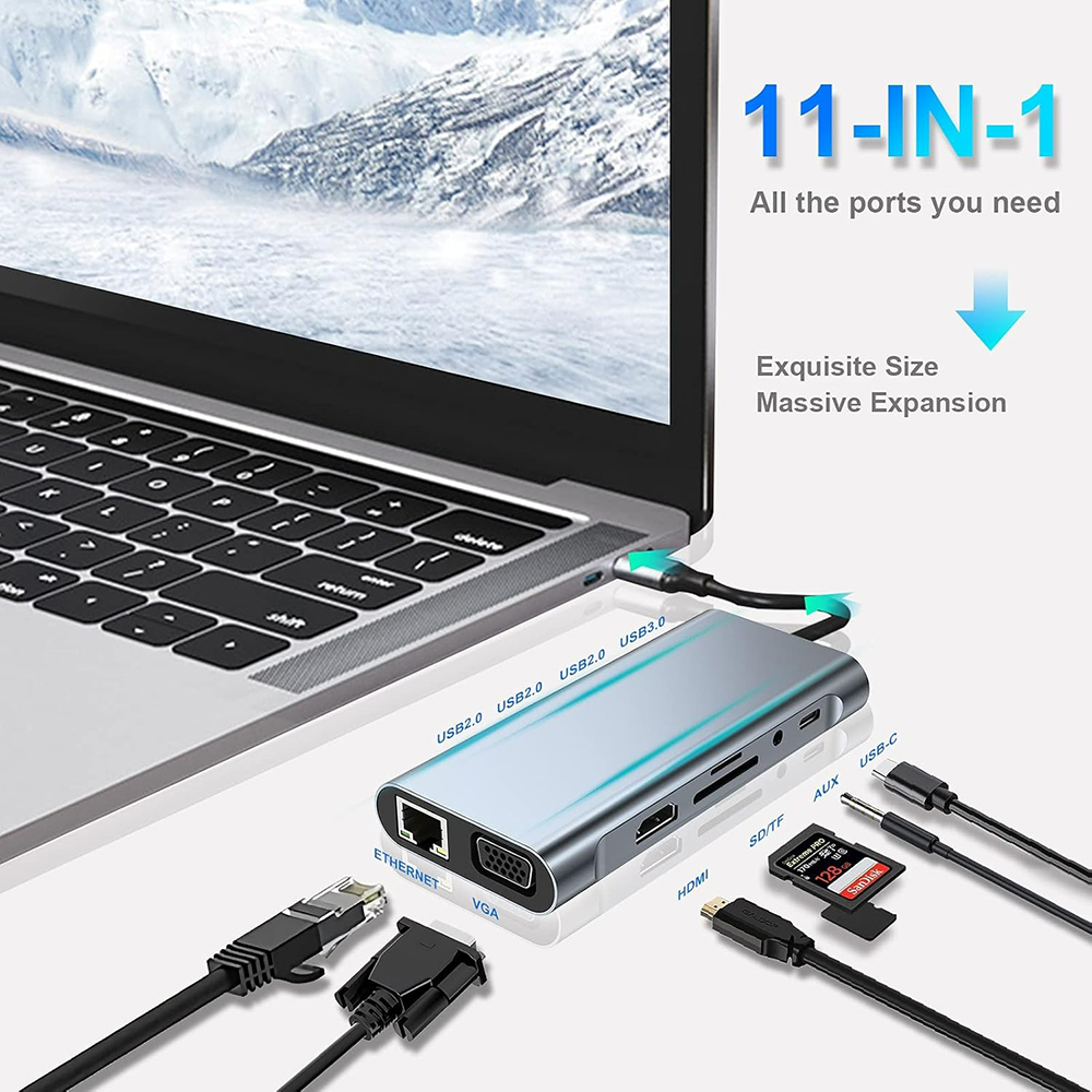 11-in-1 USB C Hub Thunderbolt  - Laptop Accessories Hub ulasan dan harga