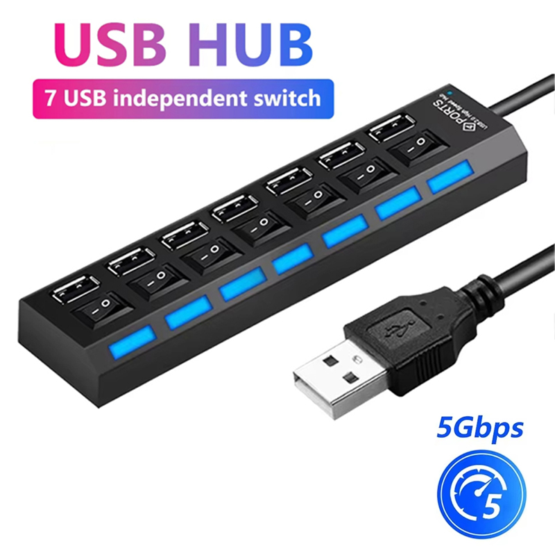 7 Port USB 2.0 Hub Splitter Fo - Laptop Accessories Hub ulasan dan harga
