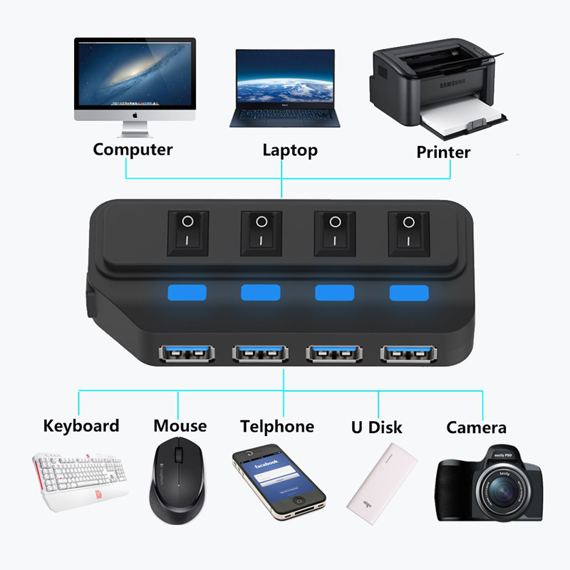 4 Ports USB 3.0 HUB 5Gbps High - Laptop Accessories And Gadgets ulasan dan harga