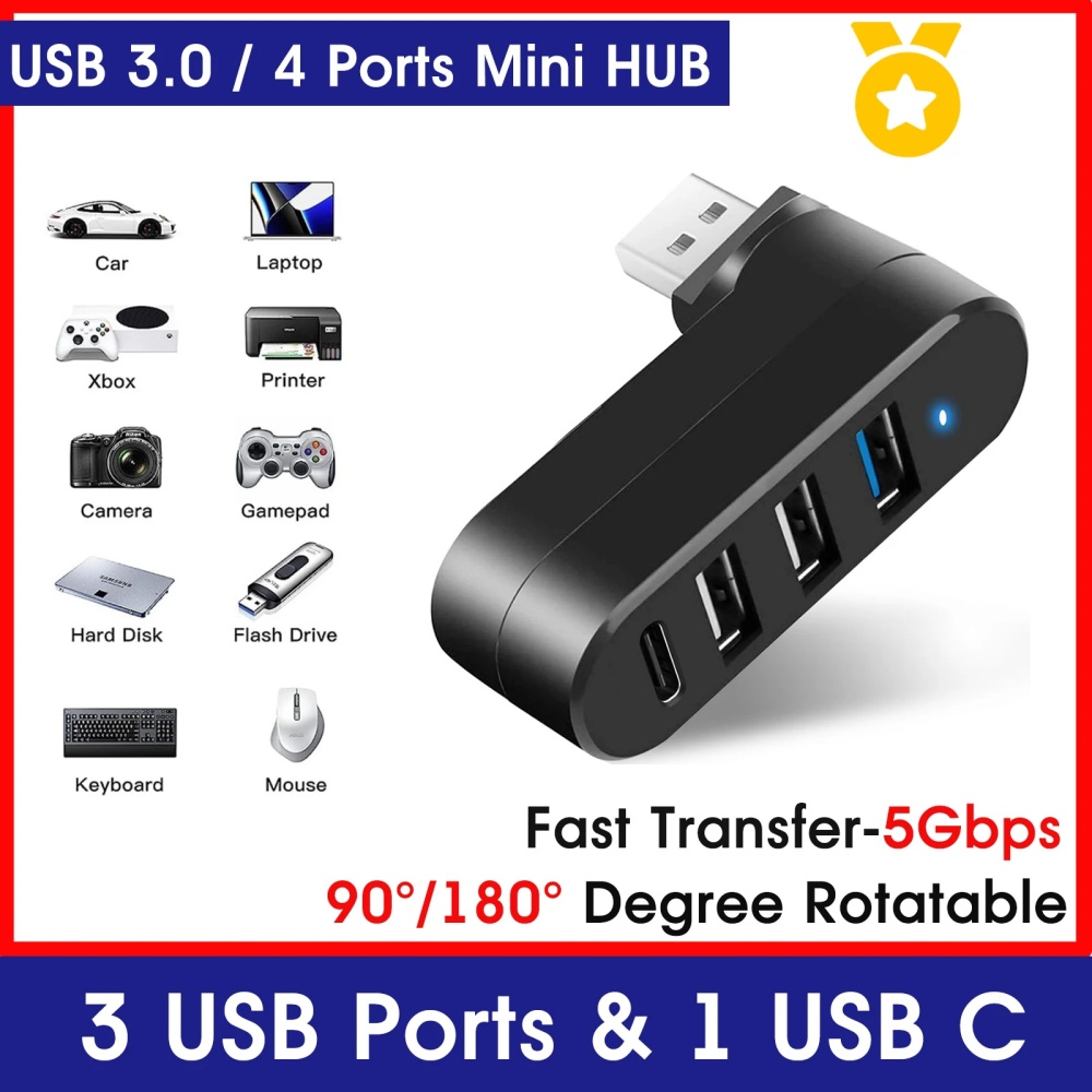 Mini Splitter 4 Ports USB Hub  - Laptop Accessories And Gadgets ulasan dan harga